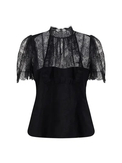 Alexander Mcqueen High-neck Ruffled Lace Top In Black
