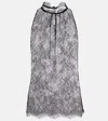 Alexander Mcqueen Sheer Lace Sleeveless Top With Keyhole Detail In Multi