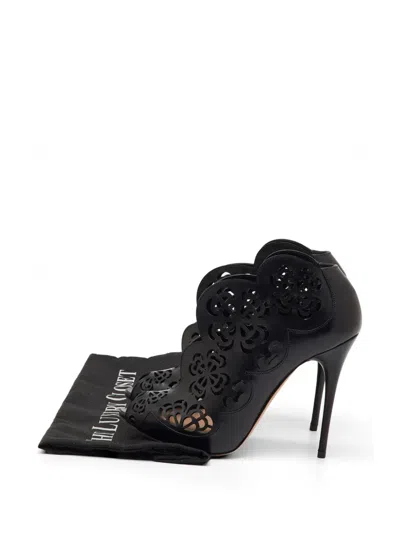 Pre-owned Alexander Mcqueen Floral Laser-cut Sandals In Black