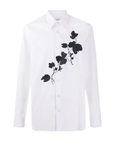 Alexander Mcqueen Floral Long-sleeved Shirt In White