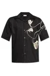 Alexander Mcqueen Floral-print Organic Cotton Shirt In Deep Black