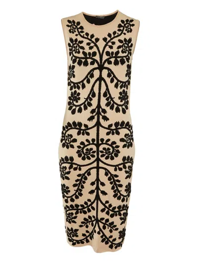 Pre-owned Alexander Mcqueen Floral-pattern Sleeveless Midi Dress In Neutral