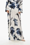 Alexander Mcqueen Floral Patterned Silk Palazzo Pants With Elastic Waistband In Multi