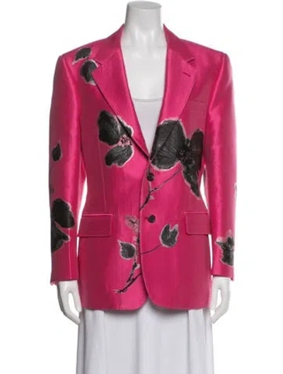 Pre-owned Alexander Mcqueen Floral Print Blazer In Pink