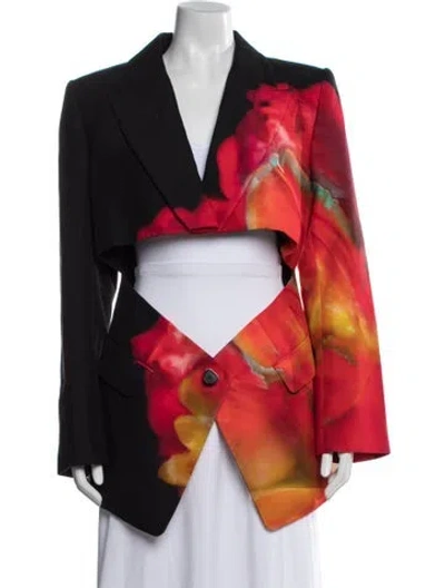 Pre-owned Alexander Mcqueen Floral Print Blazer In Red