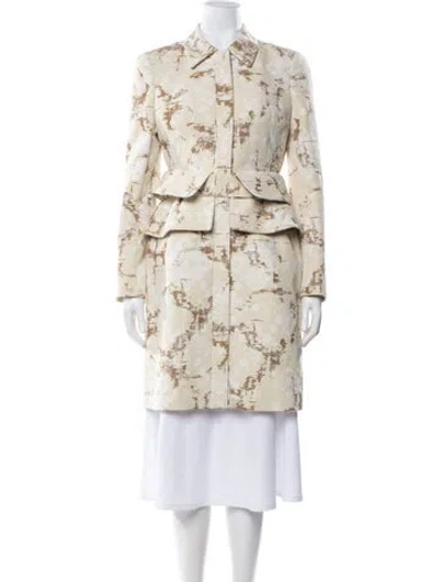 Pre-owned Alexander Mcqueen Floral Print Coat In Neutrals