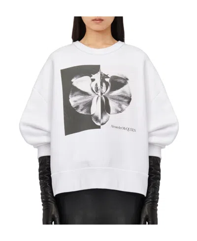 Alexander Mcqueen Floral-print Cotton Sweatshirt In White