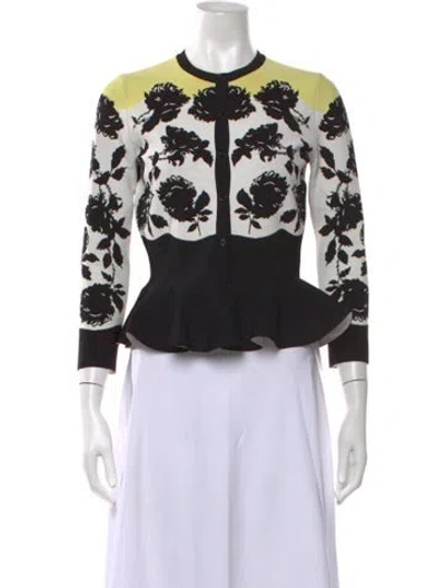 Pre-owned Alexander Mcqueen Floral Print Crew Neck Sweater In Black