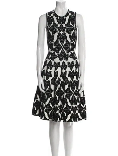 Pre-owned Alexander Mcqueen Floral Print Knee-length Dress In Black