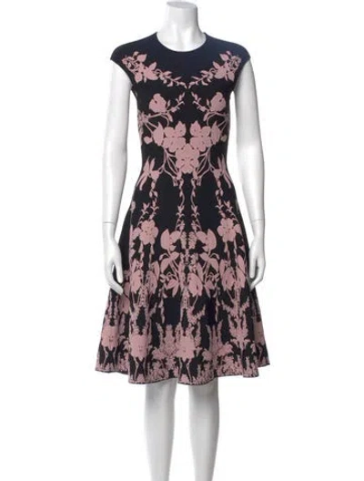 Pre-owned Alexander Mcqueen Floral Print Knee-length Dress In Black