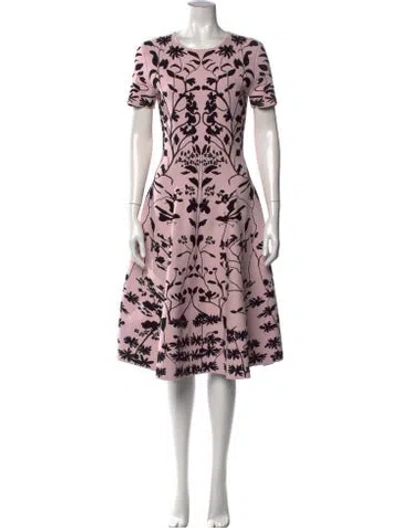 Pre-owned Alexander Mcqueen Floral Print Knee-length Dress In Pink