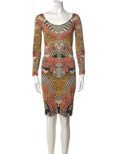 Pre-owned Alexander Mcqueen Floral Print Knee-length Dress In Yellow