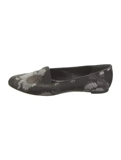 Pre-owned Alexander Mcqueen Floral Print Loafers In Black