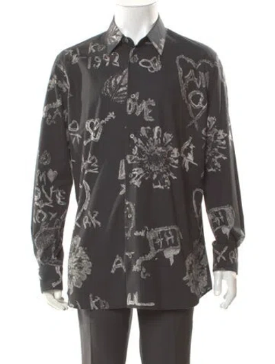 Pre-owned Alexander Mcqueen Floral Print Long Sleeve Shirt In Gray