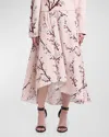 Alexander Mcqueen Floral-print Midi A-line Skirt In Pink