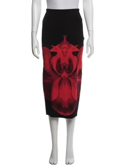 Pre-owned Alexander Mcqueen Floral Print Midi Length Skirt In Red