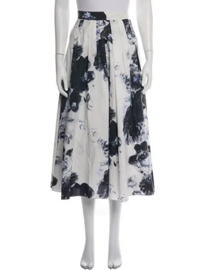 Pre-owned Alexander Mcqueen Floral Print Midi Length Skirt In White