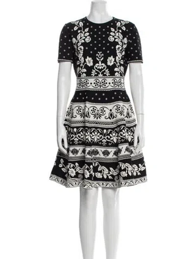 Pre-owned Alexander Mcqueen Floral Print Mini Dress In Black