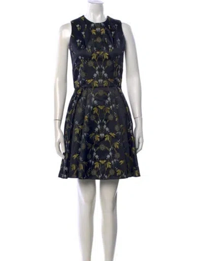 Pre-owned Alexander Mcqueen Floral Print Mini Dress In Blue