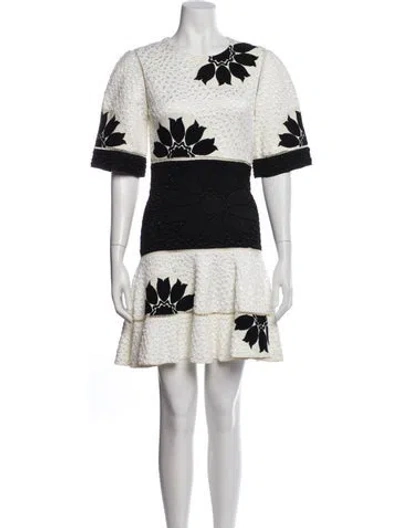 Pre-owned Alexander Mcqueen Floral Print Mini Dress In Neutral