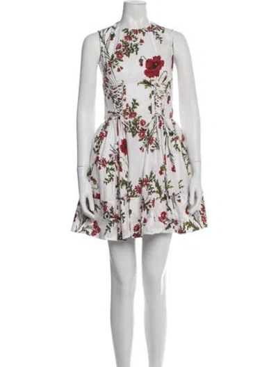 Pre-owned Alexander Mcqueen Floral Print Mini Dress In Neutral