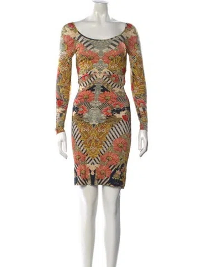 Pre-owned Alexander Mcqueen Floral Print Mini Dress In Neutral