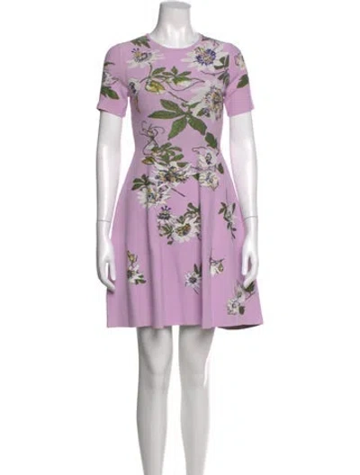 Pre-owned Alexander Mcqueen Floral Print Mini Dress In Purple