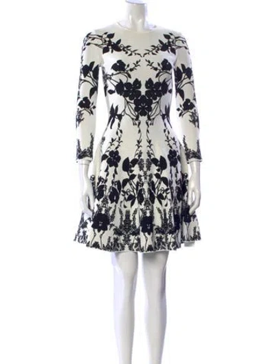 Pre-owned Alexander Mcqueen Floral Print Mini Dress In White