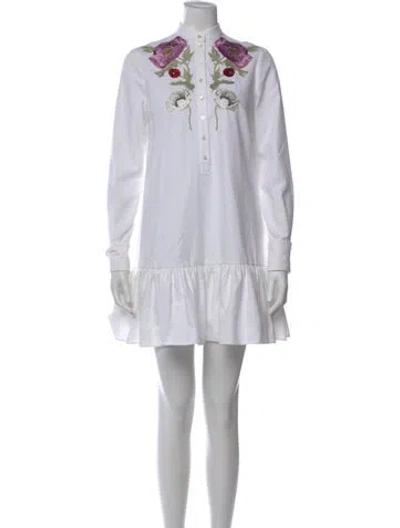 Pre-owned Alexander Mcqueen Floral Print Mini Dress In White