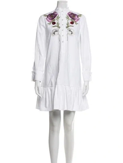 Pre-owned Alexander Mcqueen Floral Print Mini Dress In White