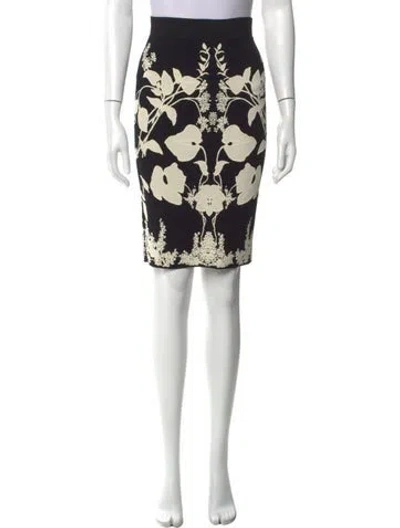 Pre-owned Alexander Mcqueen Floral Print Mini Skirt In Black