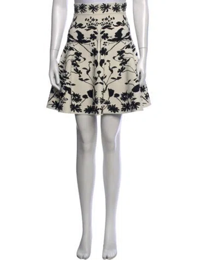 Pre-owned Alexander Mcqueen Floral Print Mini Skirt In Black