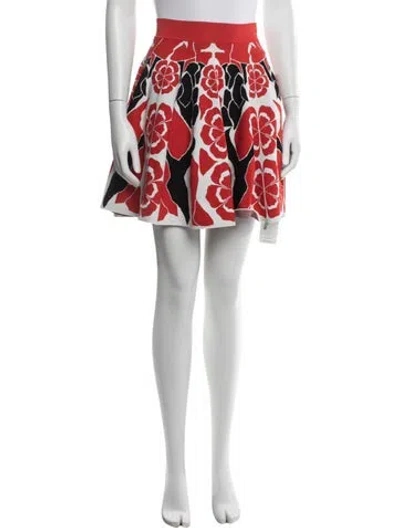Pre-owned Alexander Mcqueen Floral Print Mini Skirt In Black/neutrals/red