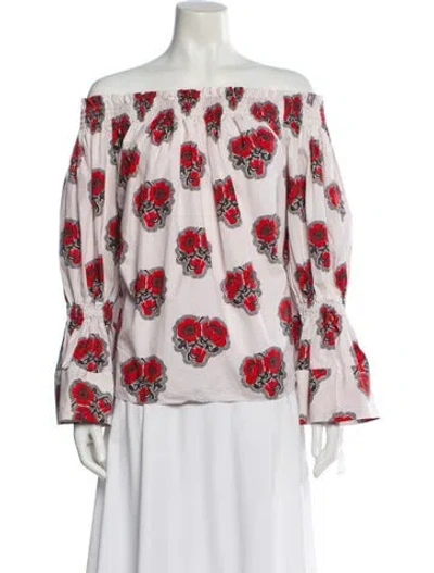 Pre-owned Alexander Mcqueen Floral Print Off-the-shoulder Blouse In Multi
