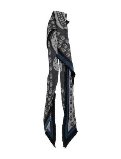 Pre-owned Alexander Mcqueen Floral Print Scarf In Gray
