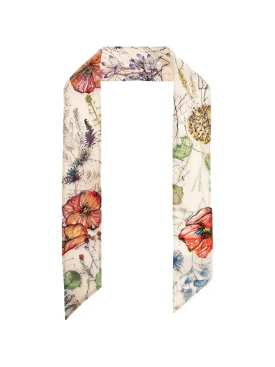 Alexander Mcqueen Floral-print Scarf In Neutral