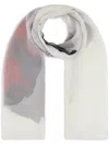 Alexander Mcqueen Pure Silk Scarf With Shadow Rose Print In White