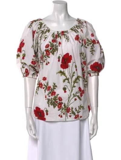 Pre-owned Alexander Mcqueen Floral Print Scoop Neck Blouse In Neutral