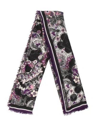Pre-owned Alexander Mcqueen Floral Print Shawl In Black