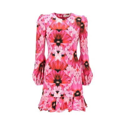 Pre-owned Alexander Mcqueen Floral Print Silk Mini Dress 'pink' | Women's Size 38