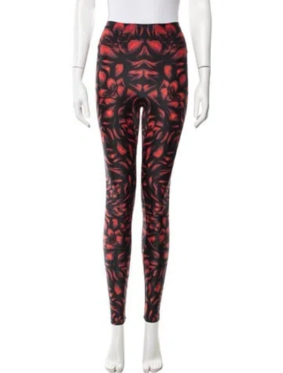 Pre-owned Alexander Mcqueen Floral Print Skinny Leg Pants W/ Tags In Black/red
