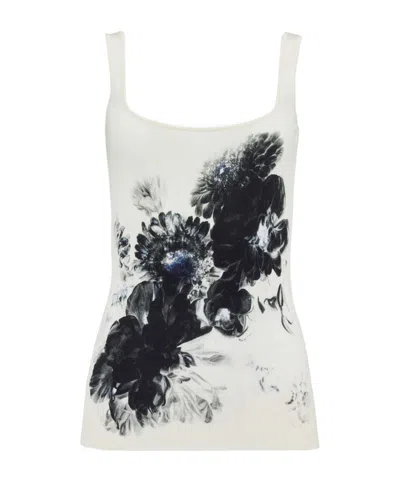 Alexander Mcqueen Floral-print Tank Top In White