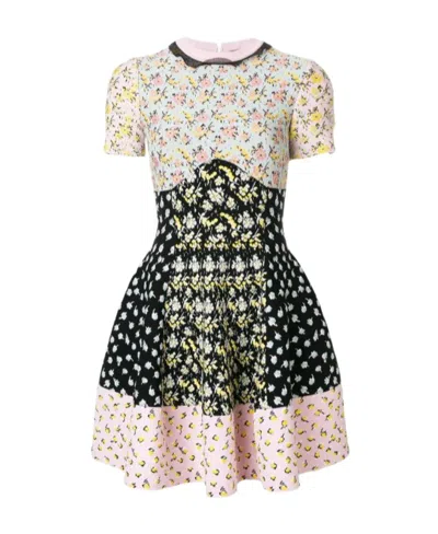 Alexander Mcqueen Floral Printed Knitted Dress In Black