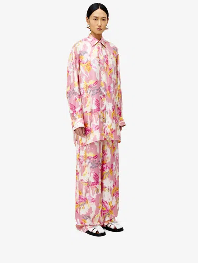 Alexander Mcqueen Floral Pyjama Shirt In Pale Pink