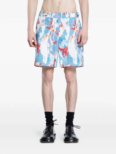Alexander Mcqueen Floral Shorts In Blue
