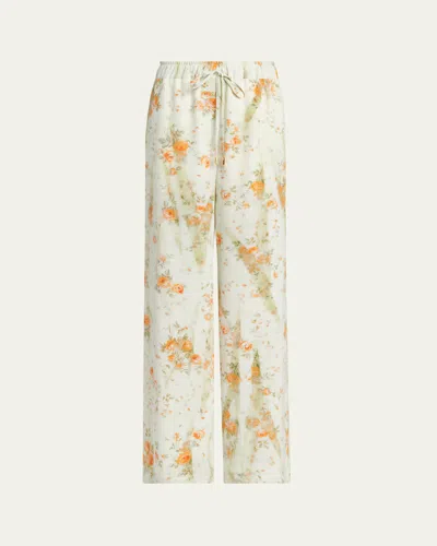 Alexander Mcqueen Floral Silk Straight-leg Pajama Trousers In Multi