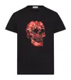 Alexander Mcqueen Floral Skull Graphic T-shirt In Black/red