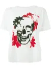 Alexander Mcqueen Floral Skull Print T-shirt In White