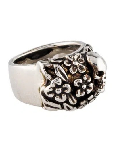 Pre-owned Alexander Mcqueen Floral Skull Ring In Multi