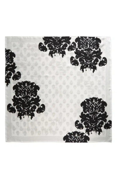 Alexander Mcqueen Women's Fo Bleach Damask Silk Scarf In Ivory Black